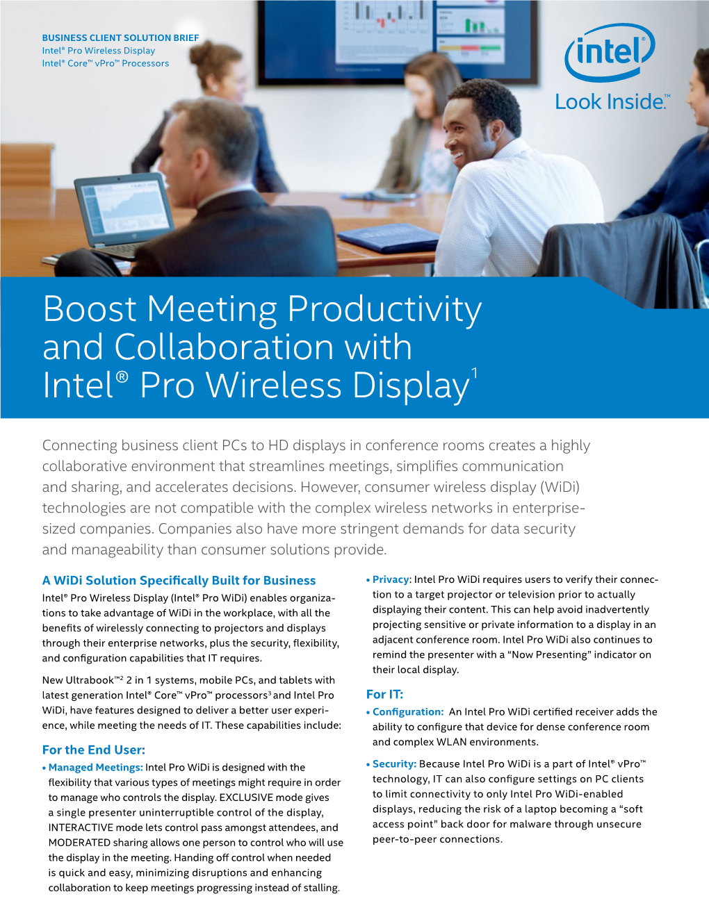 Boost Meeting Productivity and Collaboration with Intel® Pro Wireless Display1
