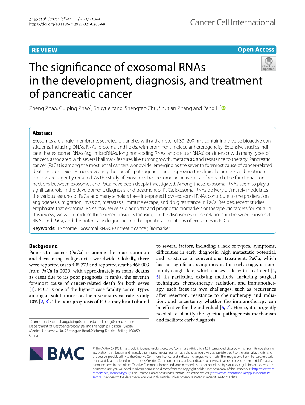 The Significance of Exosomal Rnas in the Development, Diagnosis, And