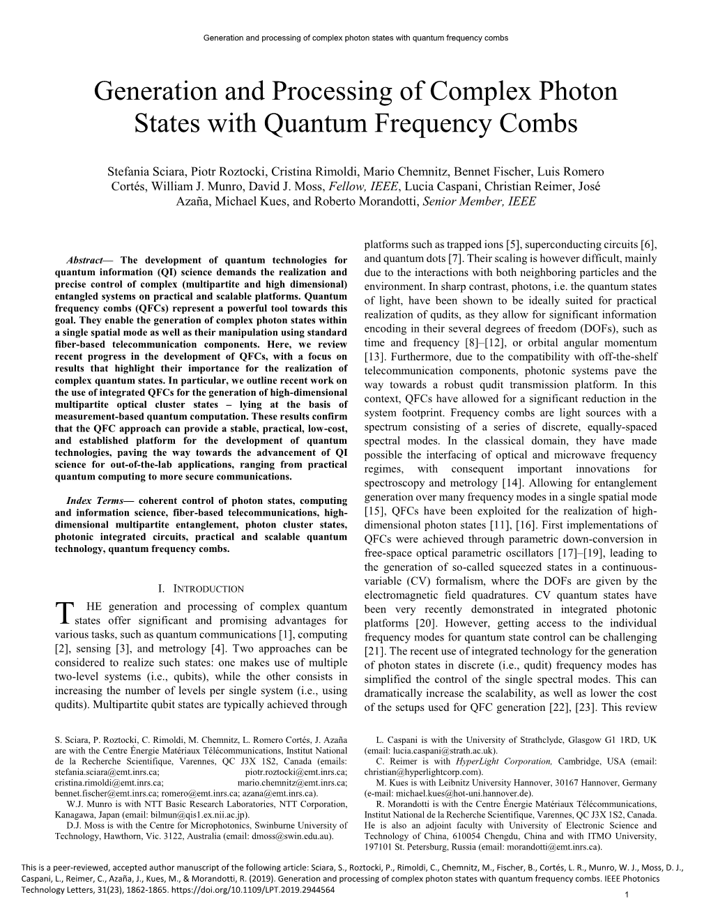 Generation and Processing of Complex Photon States with Quantum Frequency Combs