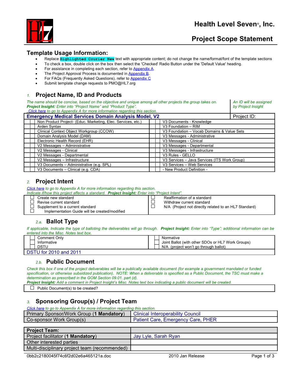 HL7 Project Scope Statement s5