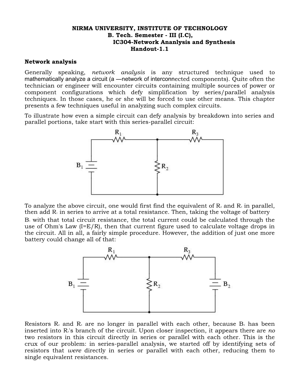 IC304-Network Ananlysis and Synthesis Handout-1.1