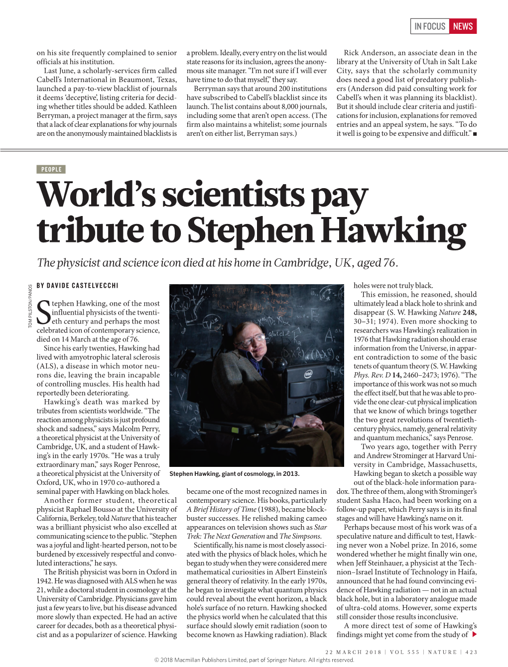 World's Scientists Pay Tribute to Stephen Hawking