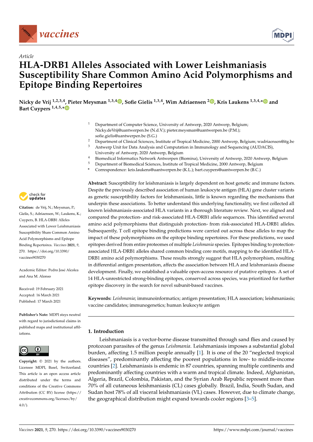 HLA-DRB1 Alleles Associated with Lower Leishmaniasis Susceptibility Share Common Amino Acid Polymorphisms and Epitope Binding Repertoires