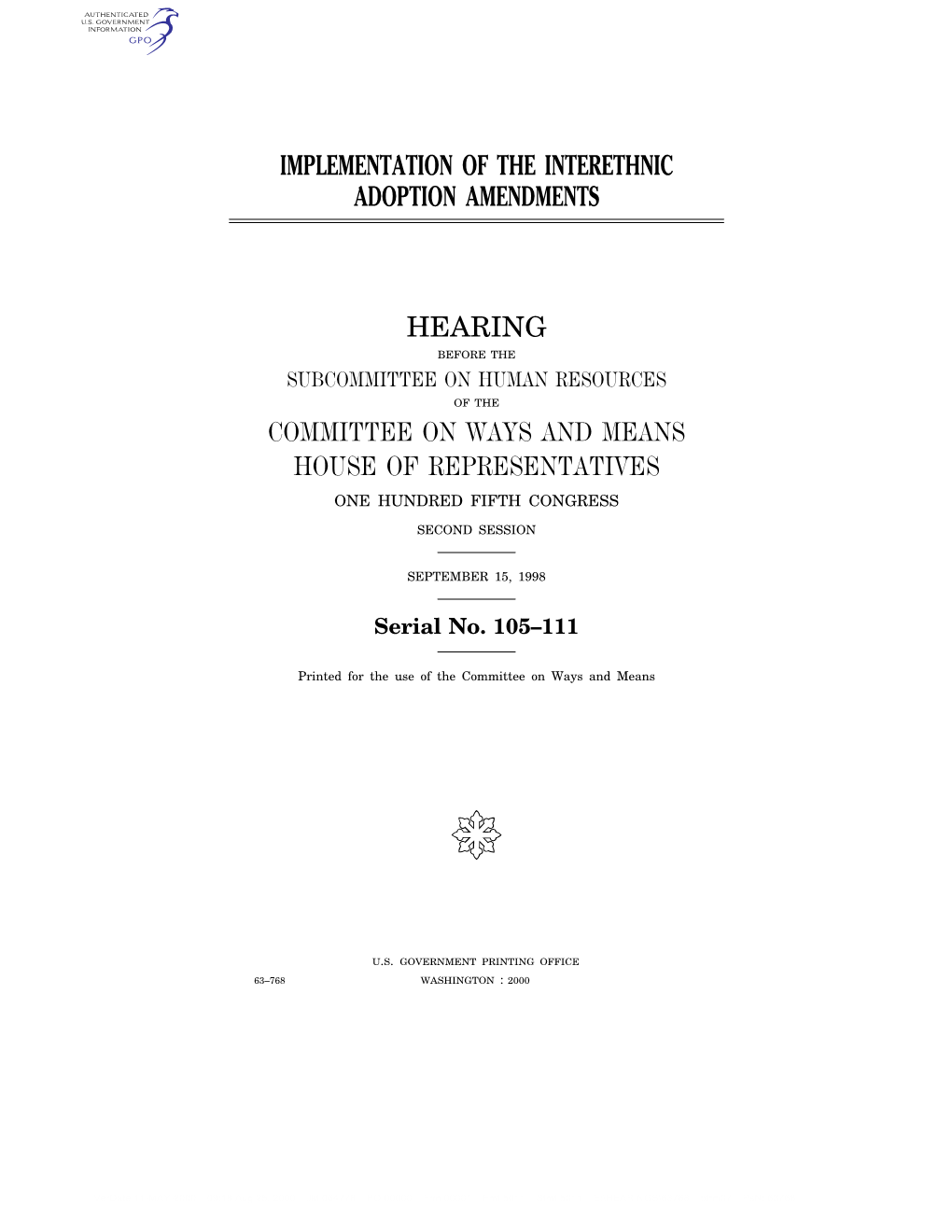 Implementation of the Interethnic Adoption Amendments