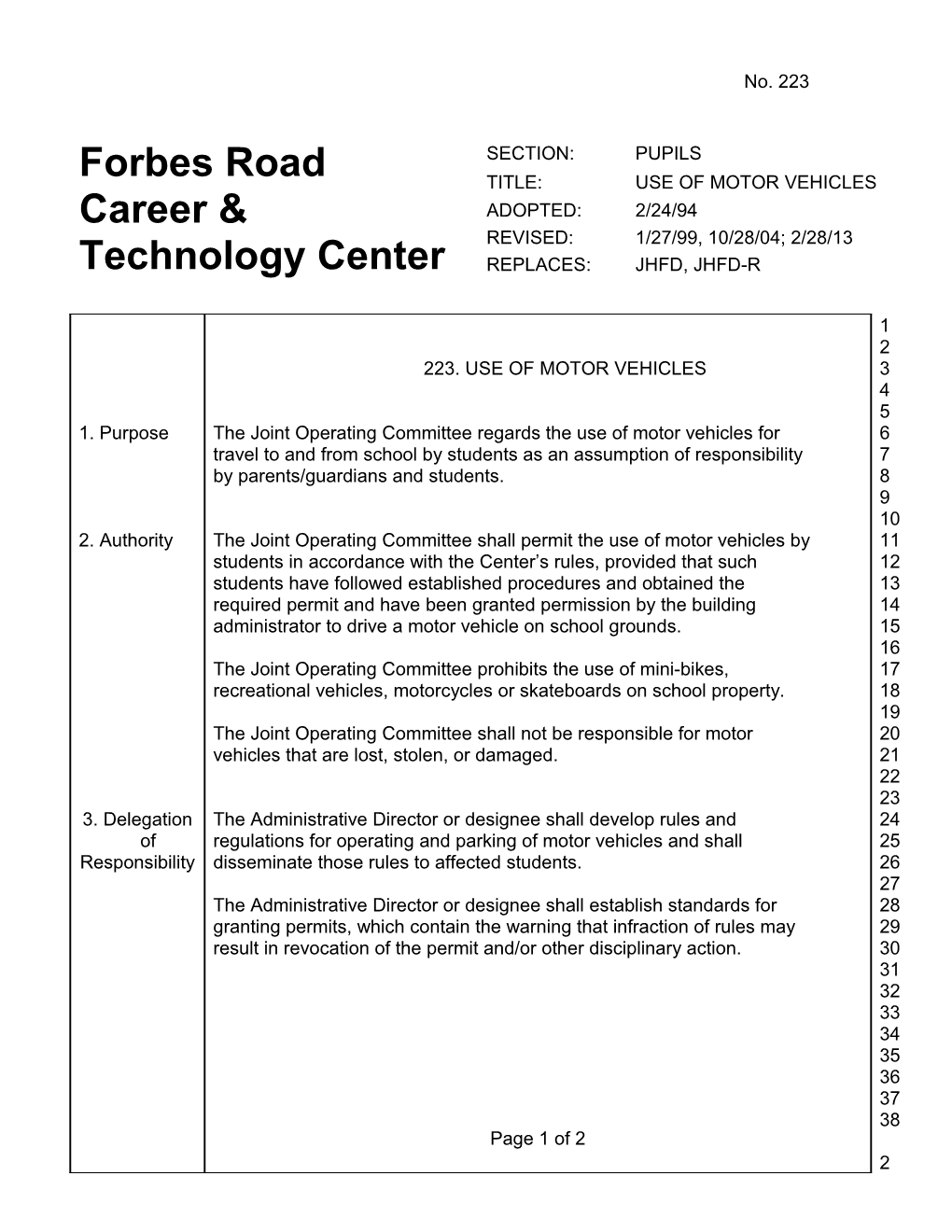 Forbes Road Career & Technology Center