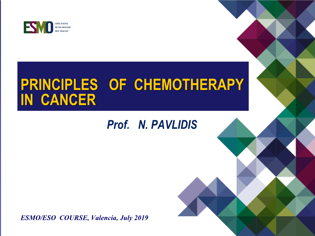 PRINCIPLES of CHEMOTHERAPY in CANCER Prof