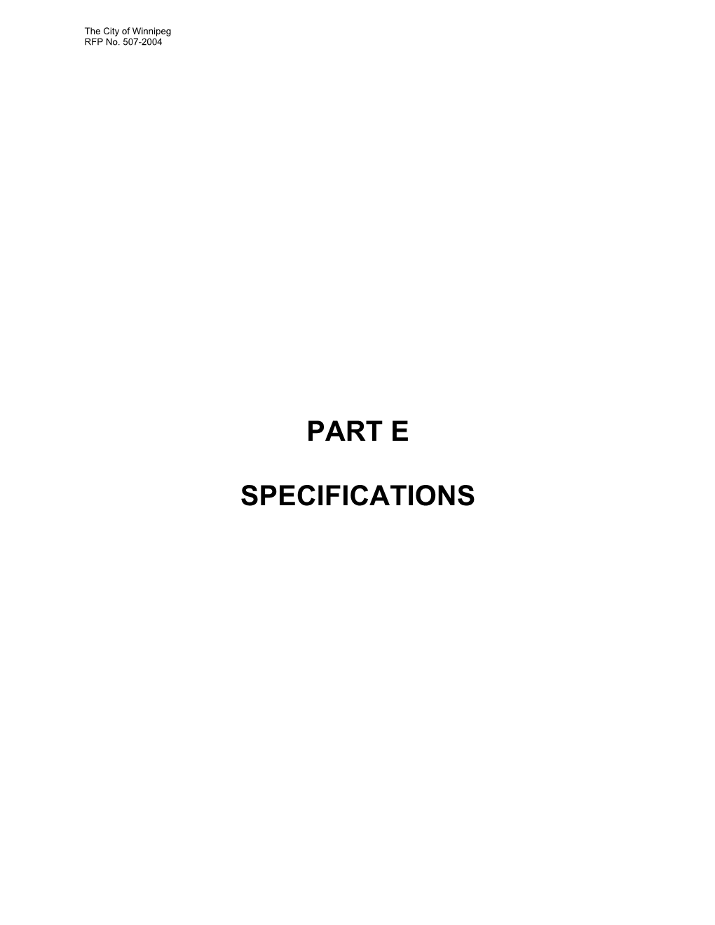 Part E Specifications