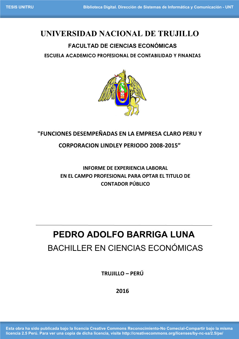 Pedro Adolfo Barriga Luna Bachiller En Ciencias Económicas