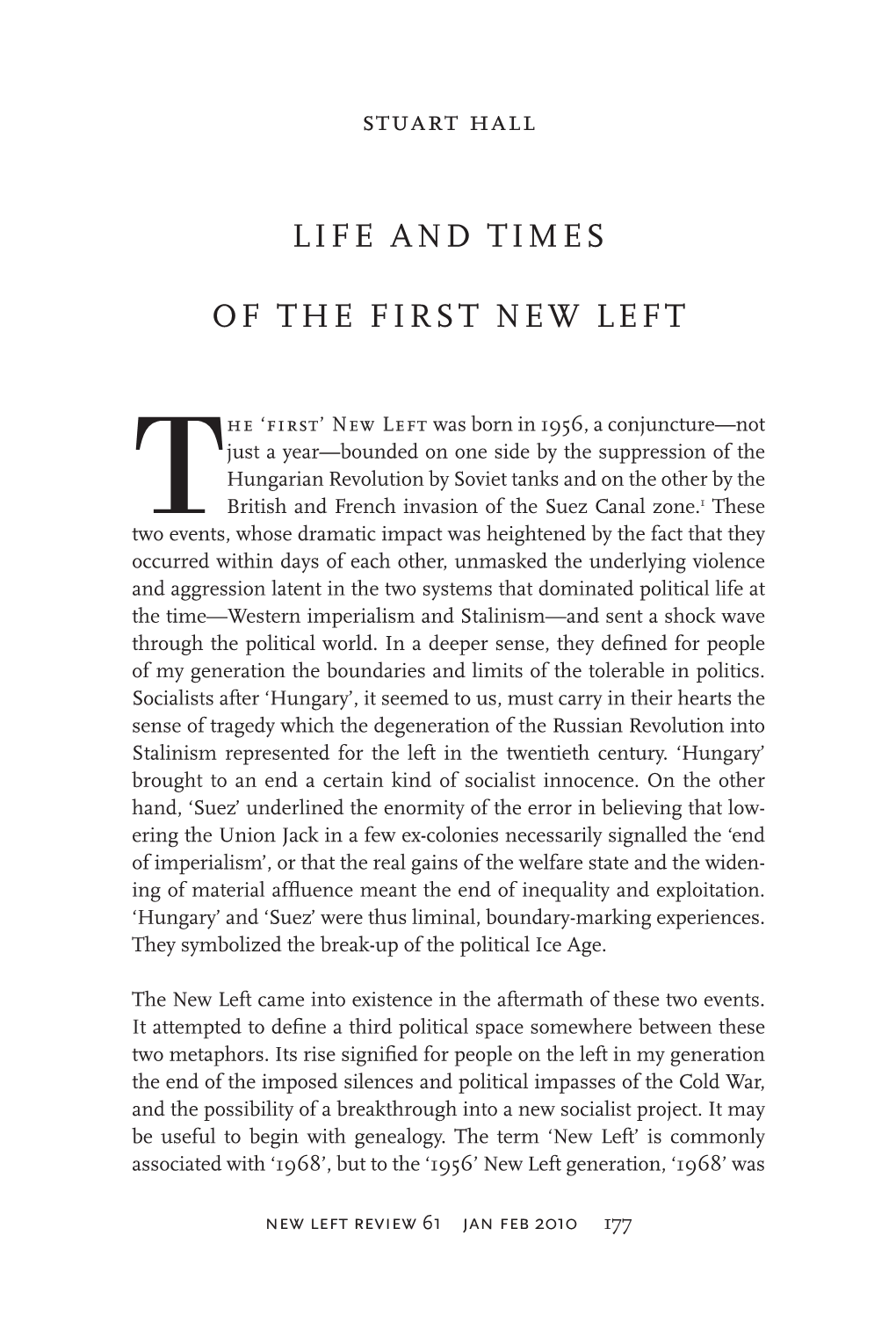 Life and Times of the First New Left