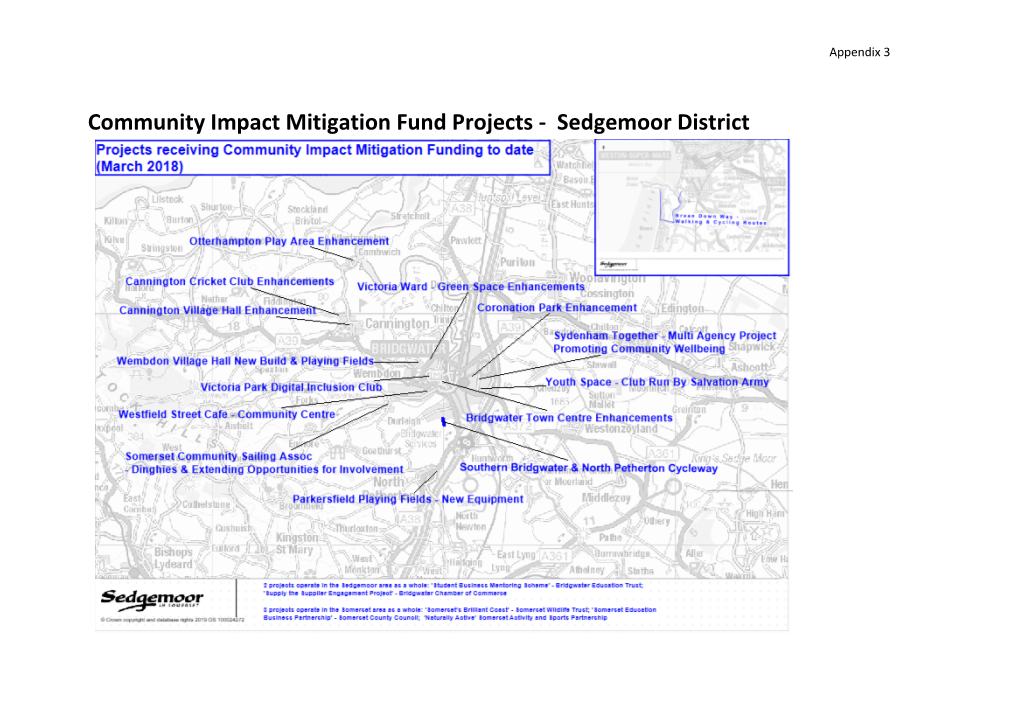 Community Impact Mitigation Fund Projects - Sedgemoor District Appendix 3