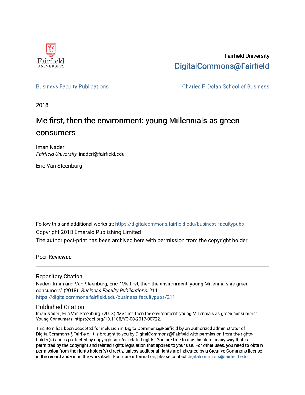 Young Millennials As Green Consumers