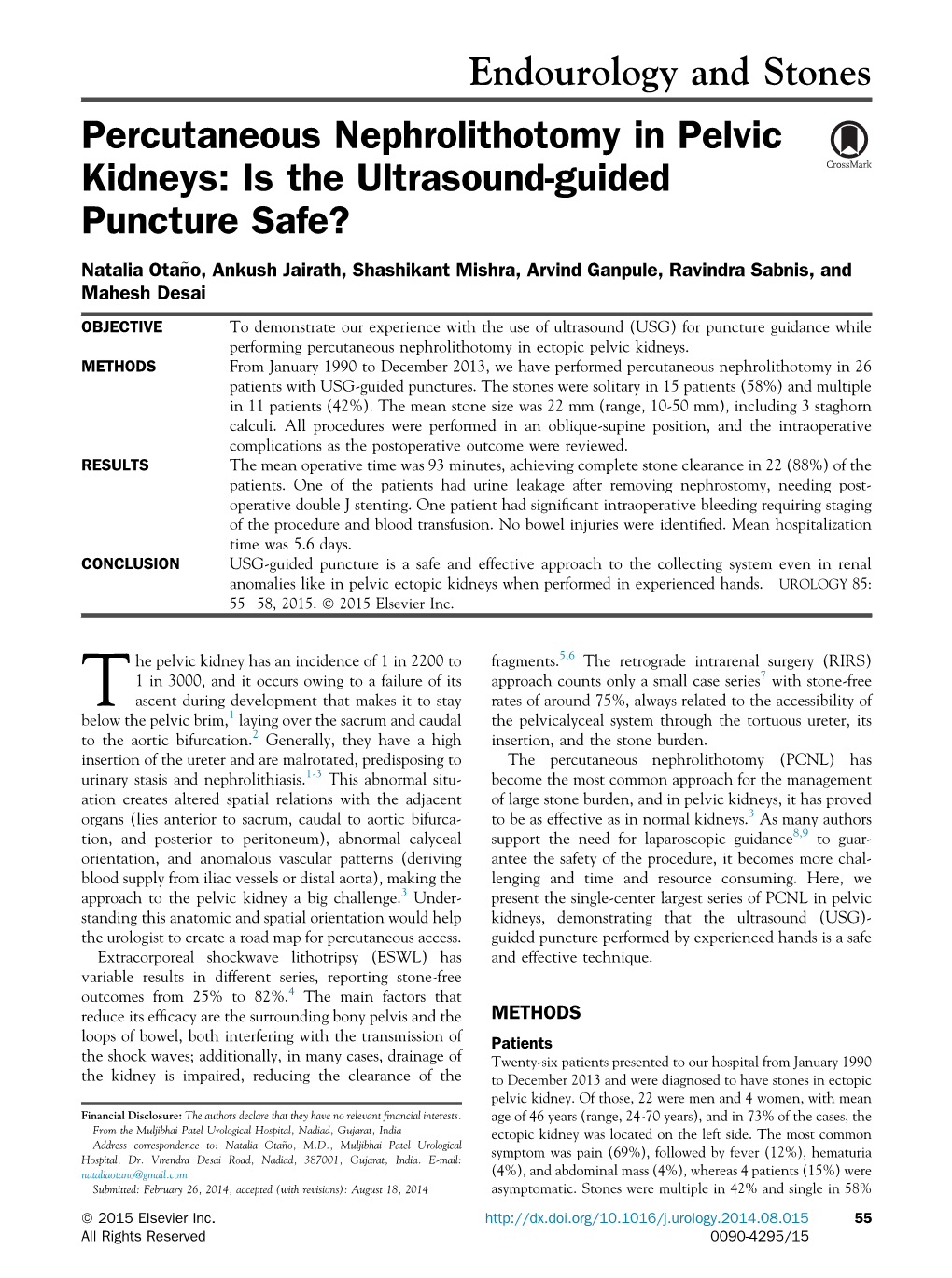 Percutaneous Nephrolithotomy in Pelvic Kidneys