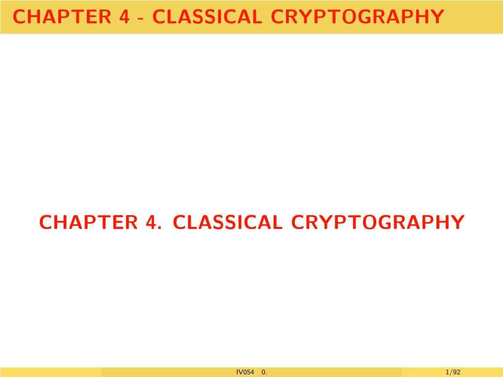 Chapter 4 - Classical Cryptography