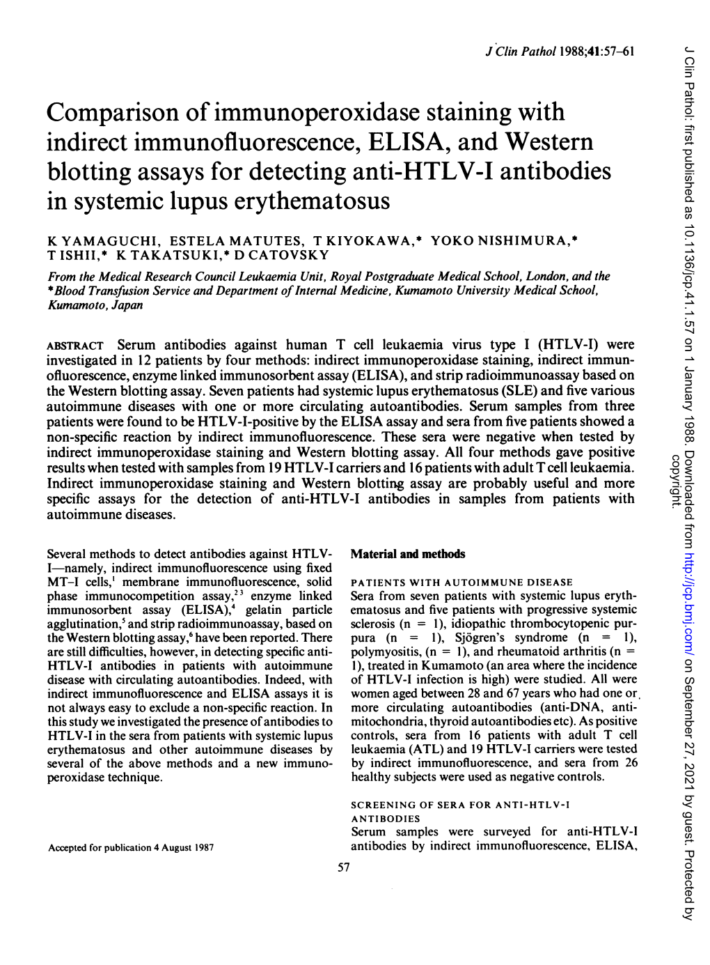 Comparison of Immunoperoxidase Staining with Indirect