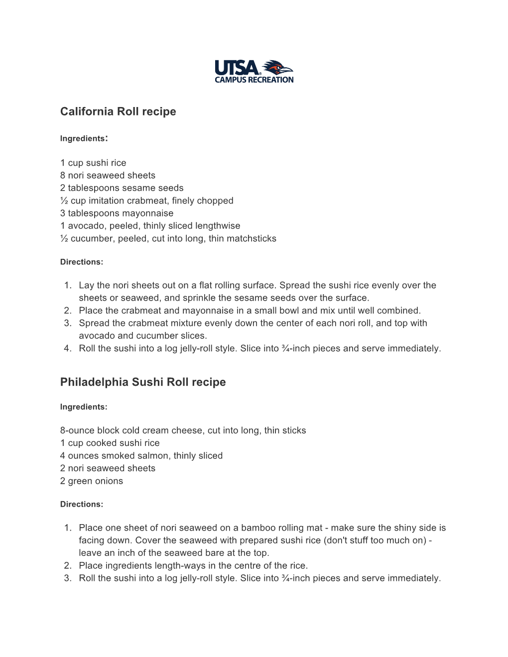 California Roll Recipe Philadelphia Sushi Roll Recipe