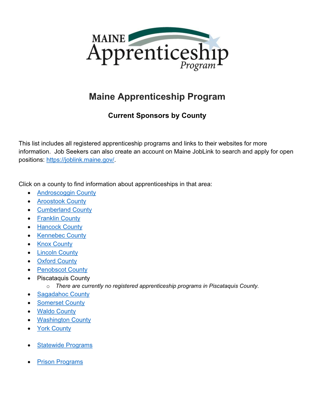 Maine Apprenticeship Program