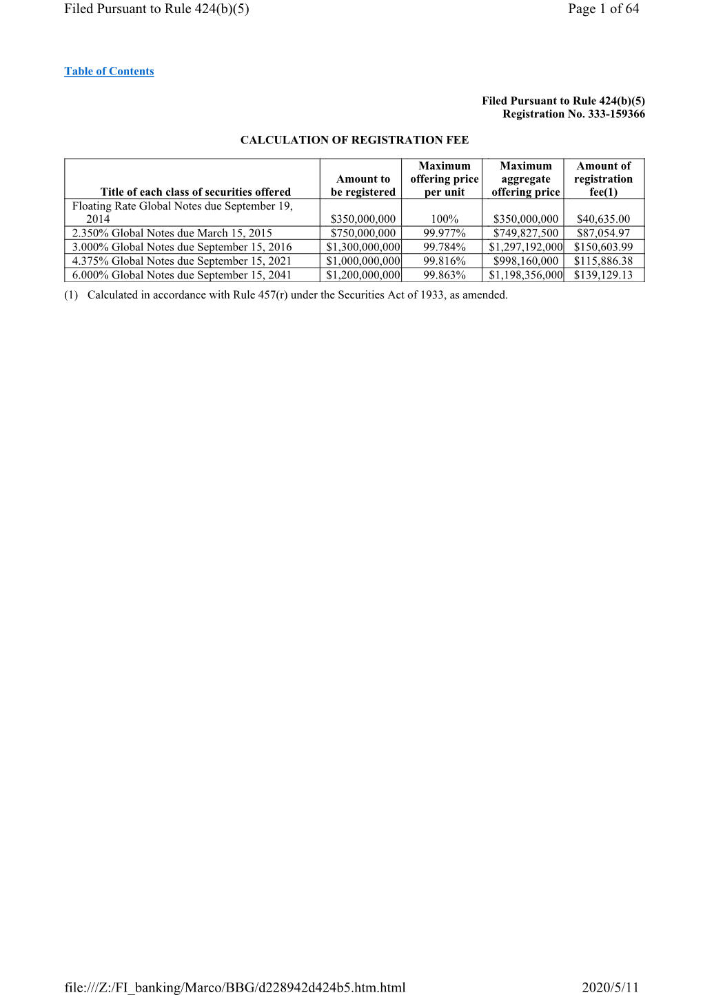 Page 1 of 64 Filed Pursuant to Rule 424(B)(5) 2020/5/11 File:///Z