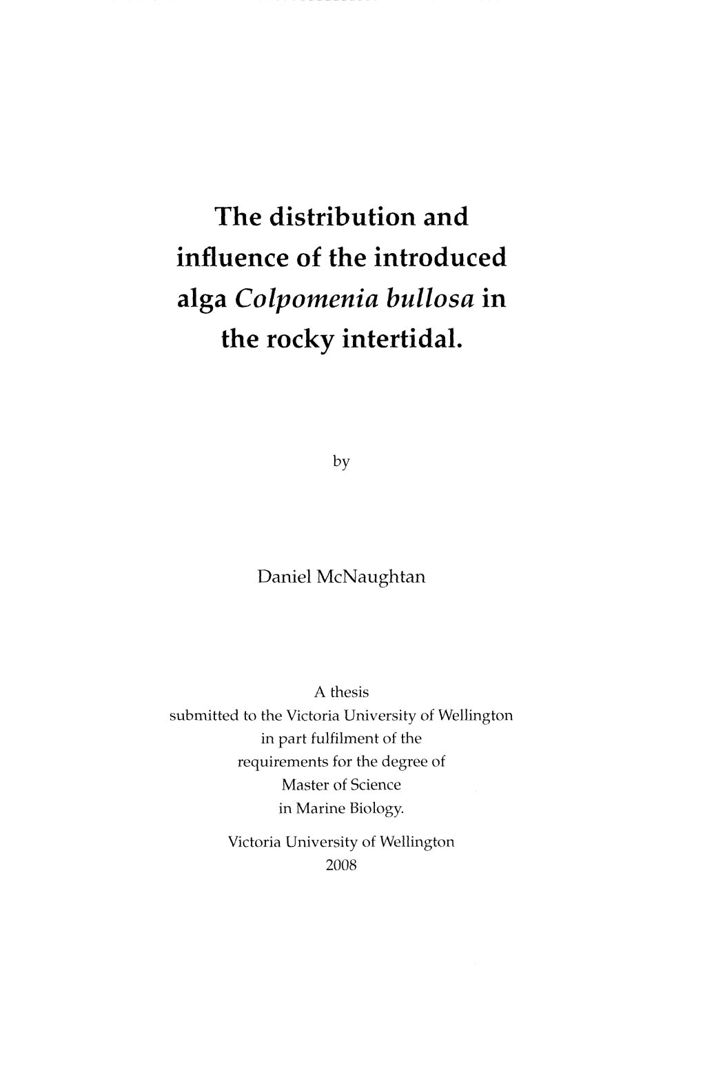 The Distribution and Influence of the Introduced the Rocky Intertidal