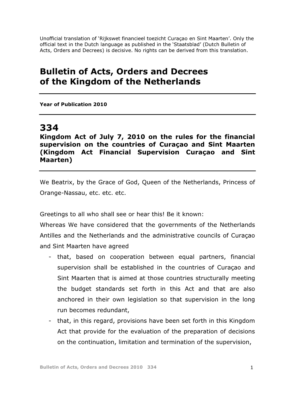 Bulletin of Acts, Orders and Decrees of the Kingdom of the Netherlands