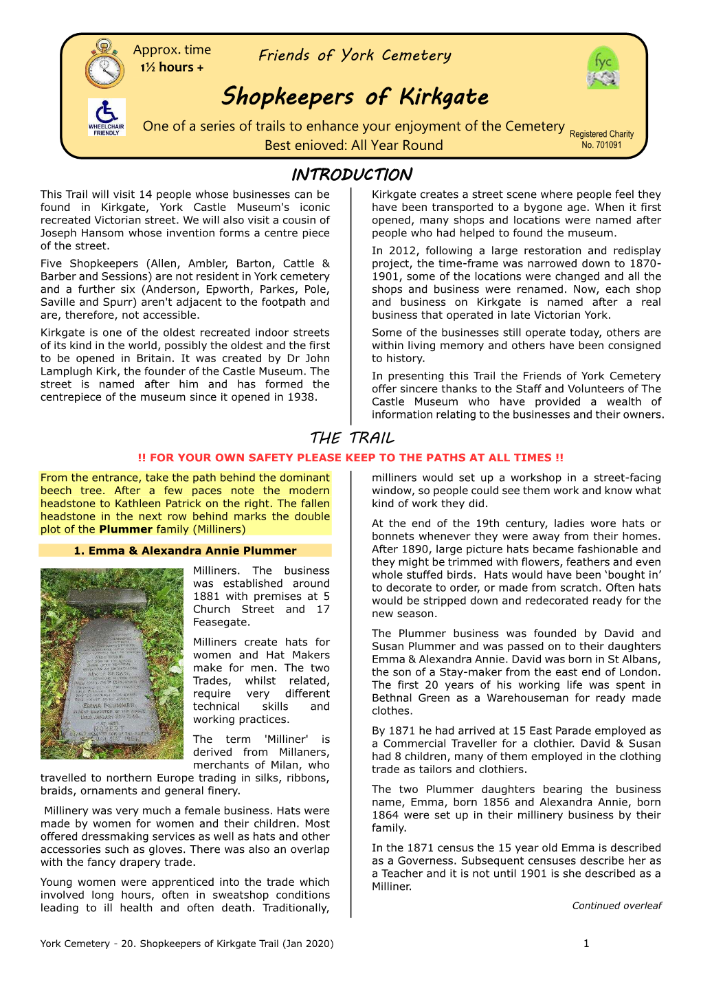 York Cemetery – Shopkeepers of Kirkgate Trail (Jan 2020)