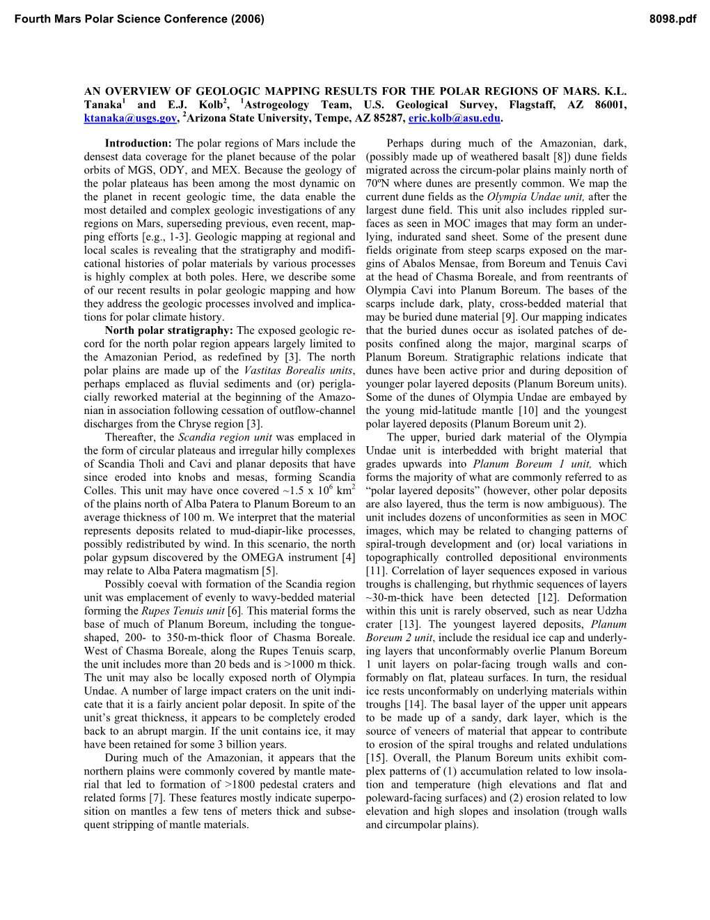 An Overview of Geologic Mapping Results for the Polar Regions of Mars