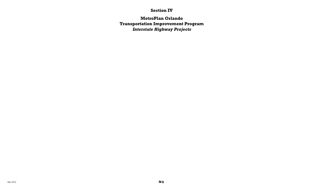 Section IV Metroplan Orlando Interstate Highway Projects Transportation Improvement Program