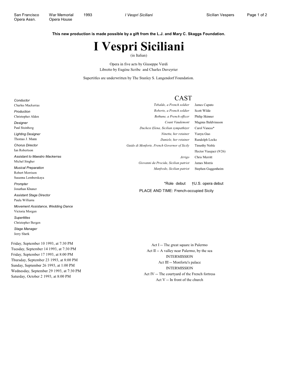 I Vespri Siciliani Sicilian Vespers Page 1 of 2 Opera Assn