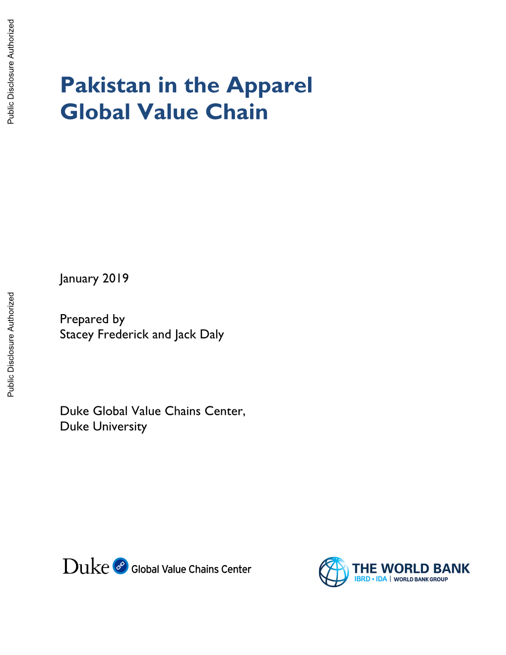 Pakistan in the Apparel Global Value Chain