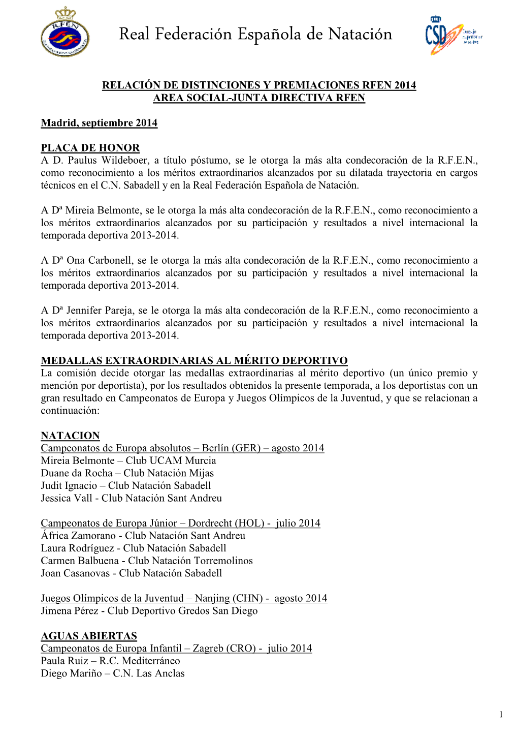 Acta De La Reunion De La Comision De Recompensas Celebrada El Viernes 24 De Octubre De 1997 En La Sede Social De La R.F.E.N