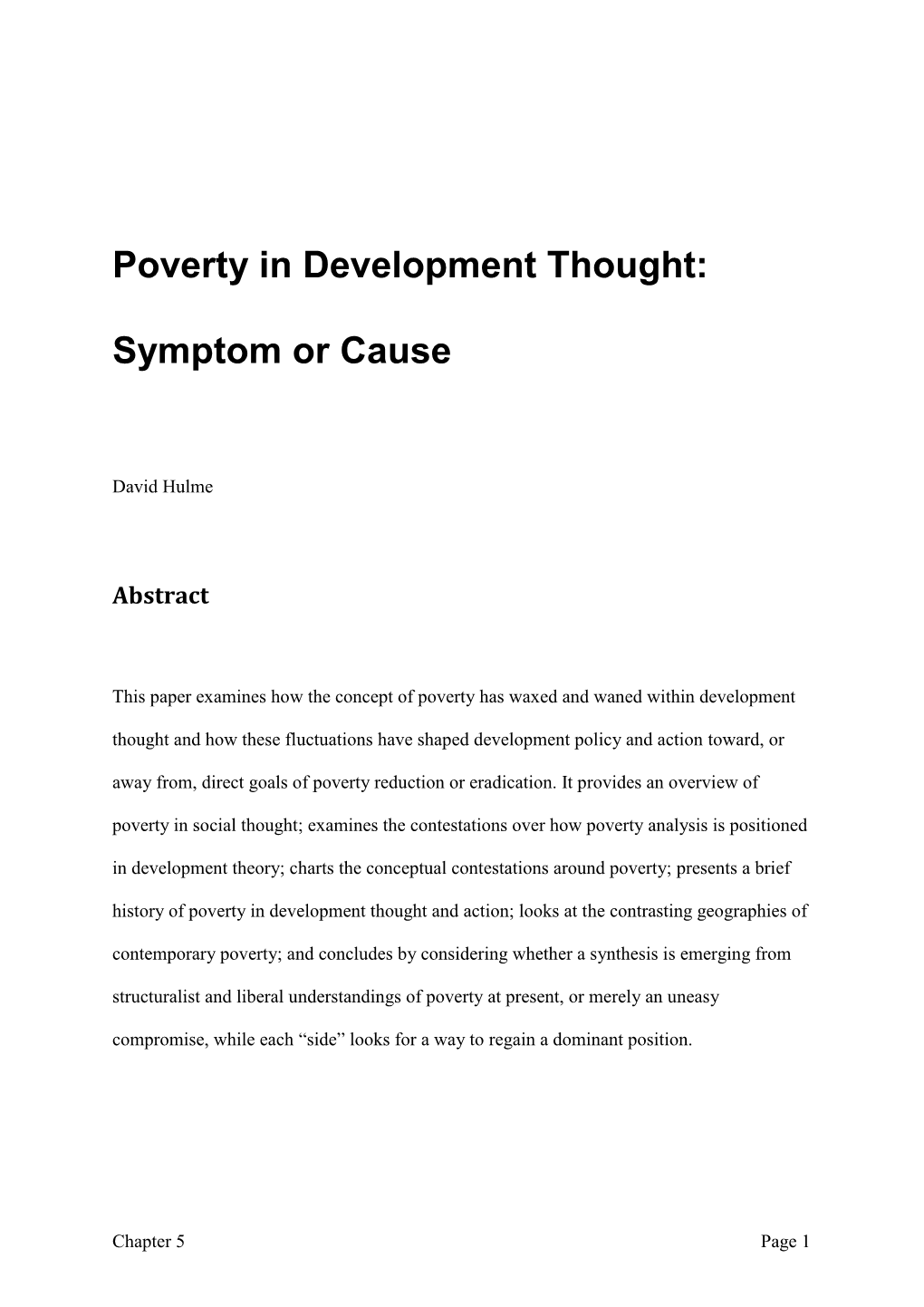 Poverty in Development Thought…