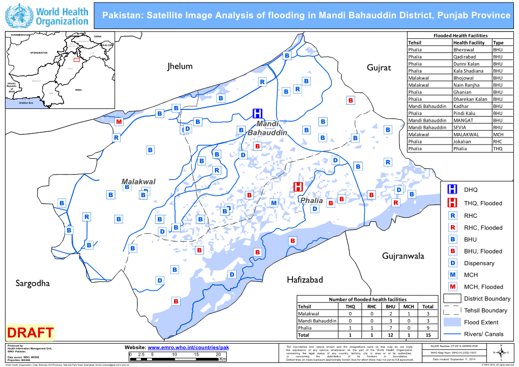 Pakistan: Satellite Image Analysis of Flooding in Mandi Bahauddin District, Punjab Province Ç