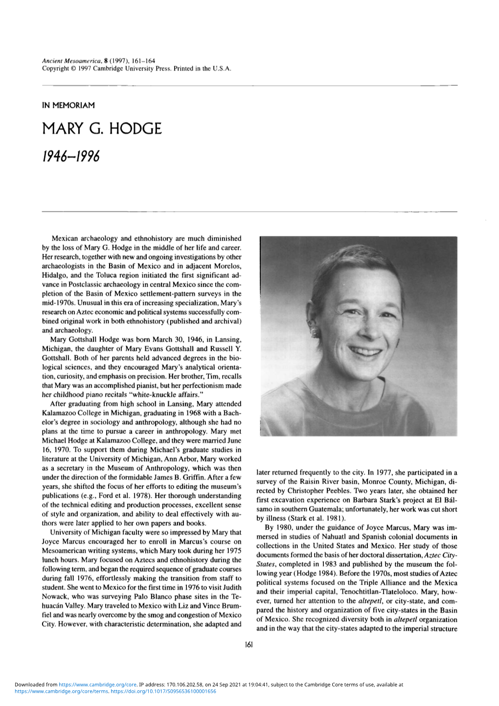 Mary G. Hodge 1946-1996