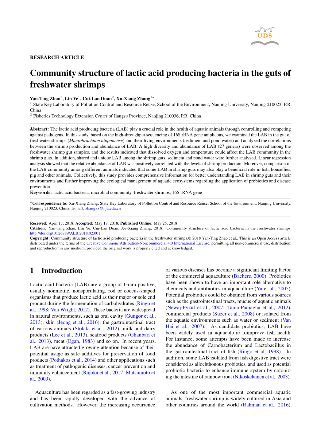 Community Structure of Lactic Acid Bacteria in the Freshwater Shrimps