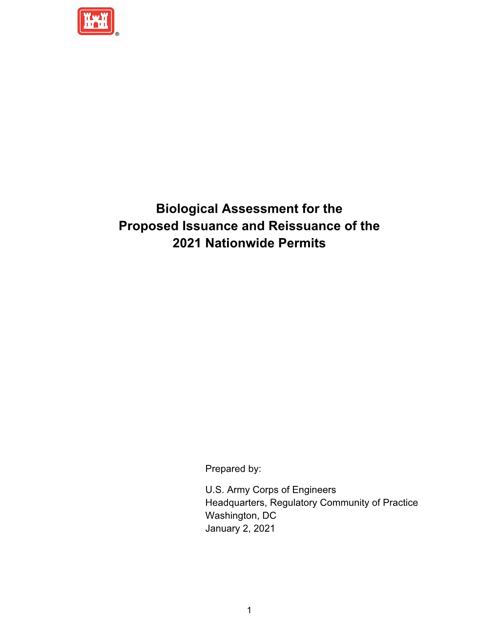 Biological Assessment for 2021 Nationwide Permits