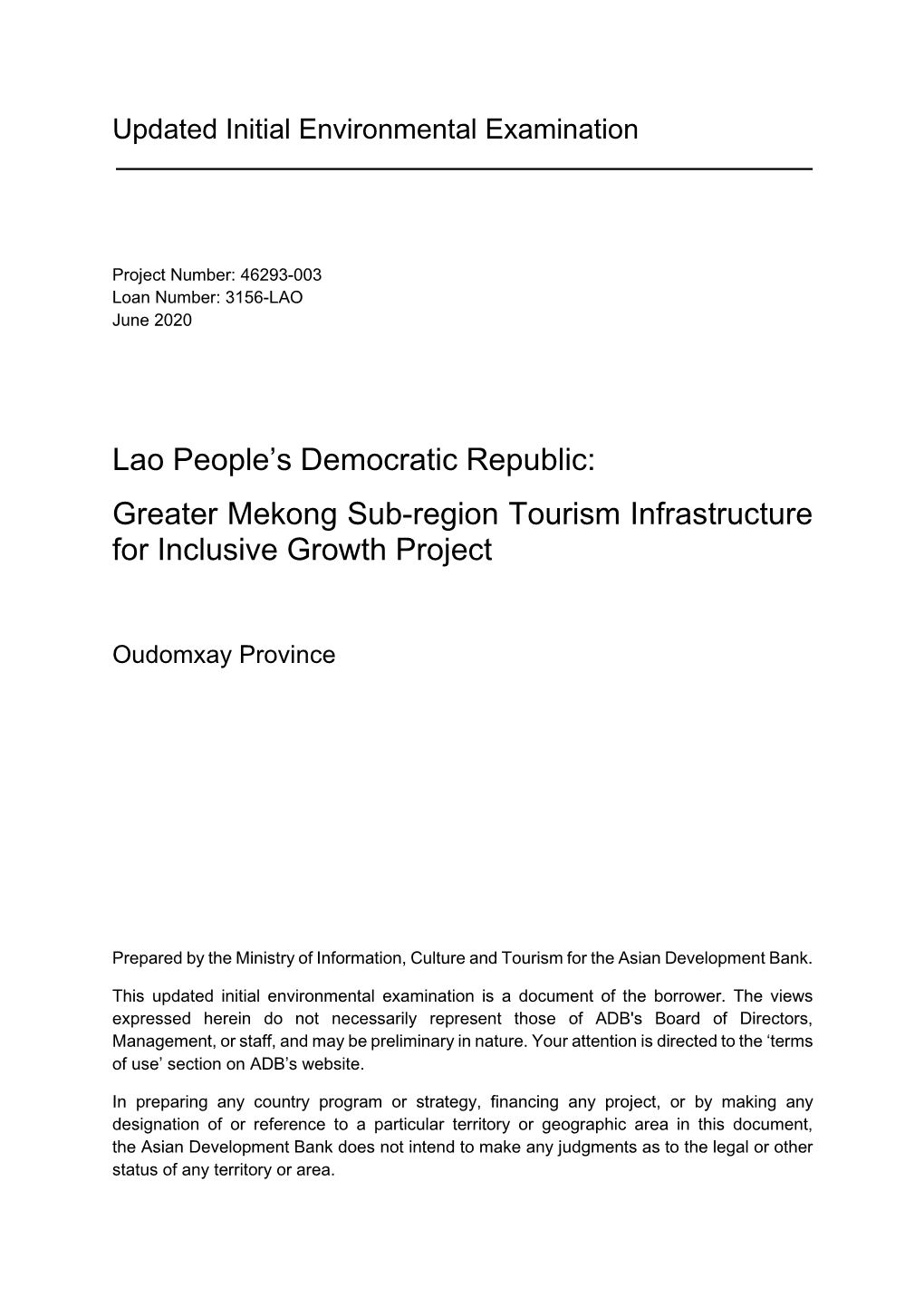 46293-003: Greater Mekong Subregion Tourism Infrastructure For