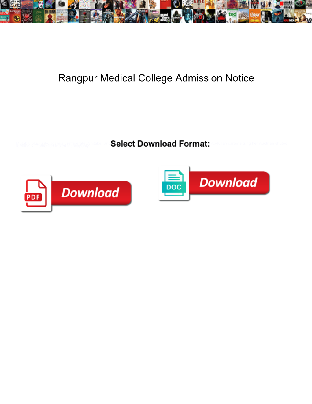 Rangpur Medical College Admission Notice