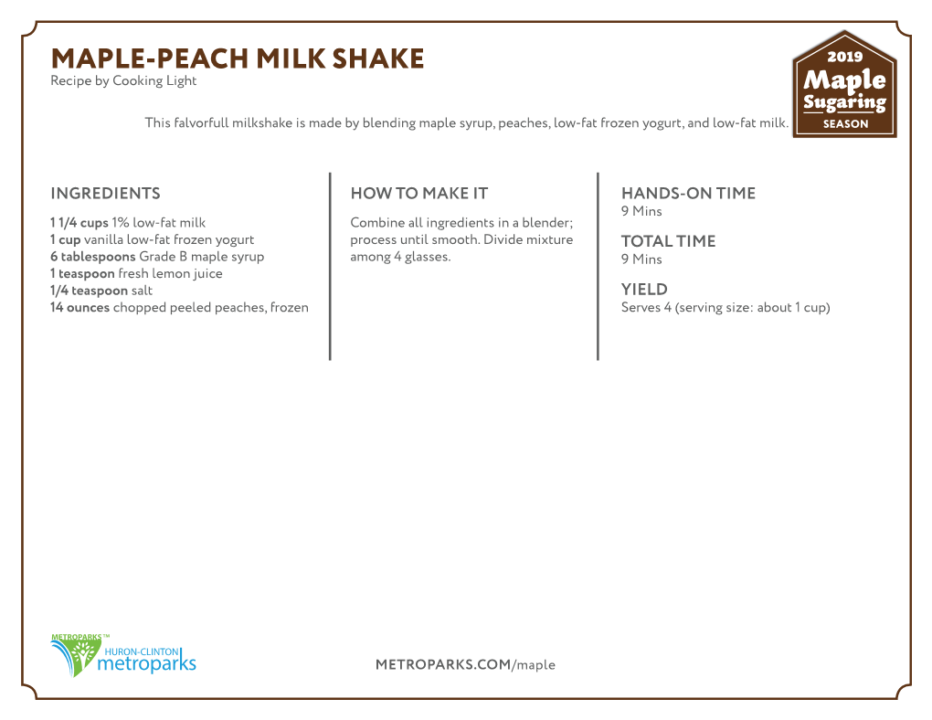 MAPLE-PEACH MILK SHAKE Recipe by Cooking Light