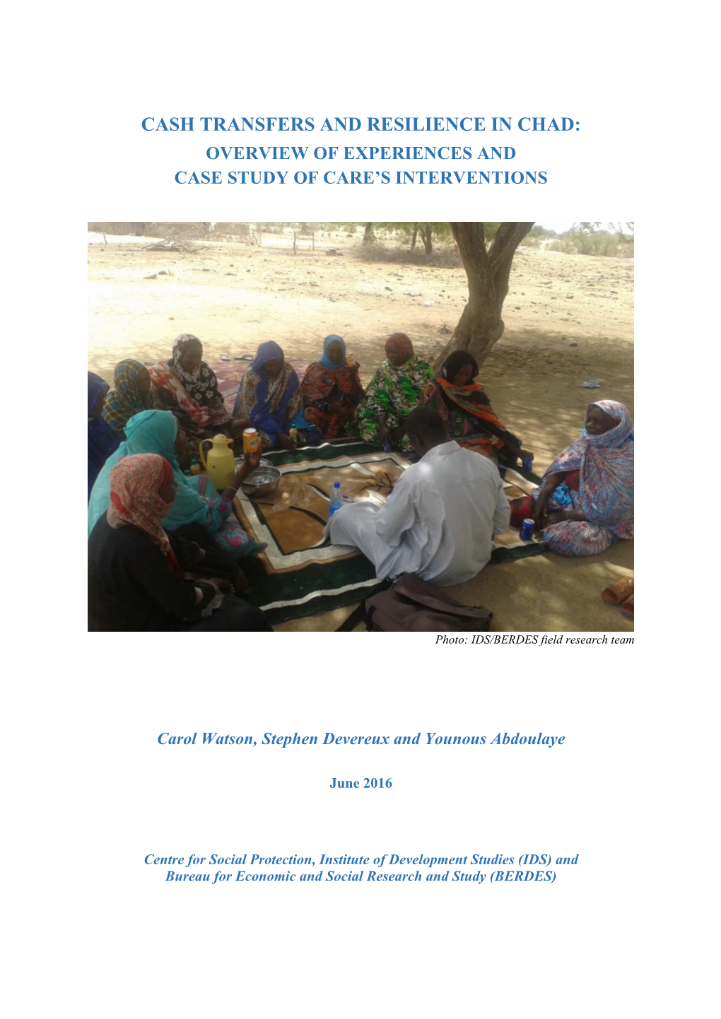 Cash Transfers and Resilience in Chad: Overview of Experiences and Case Study of Care’S Interventions