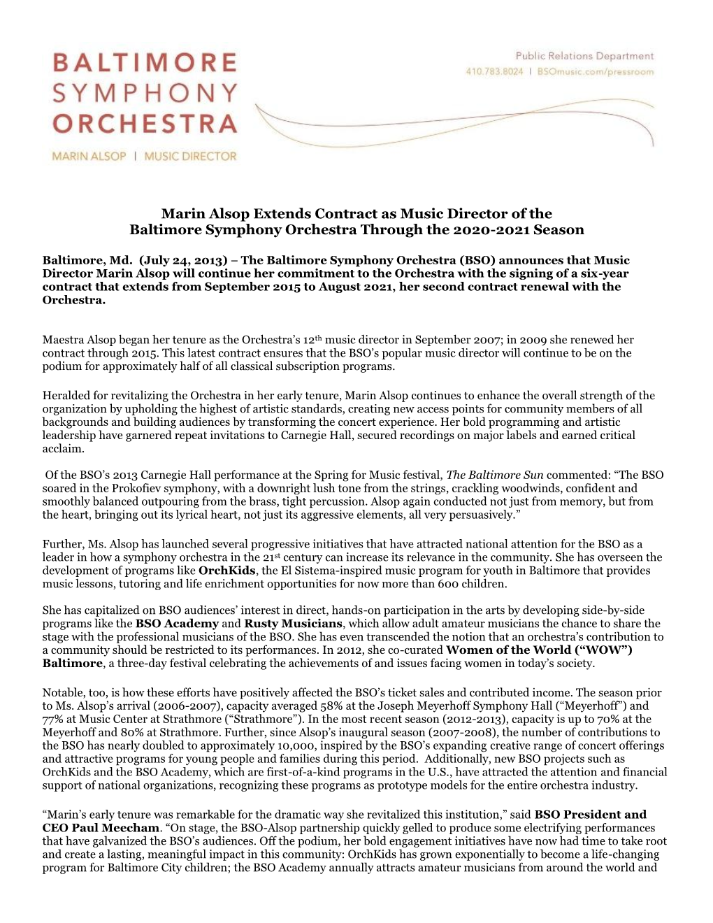 Marin Alsop Extends Contract As Music Director of the Baltimore Symphony Orchestra Through the 2020-2021 Season