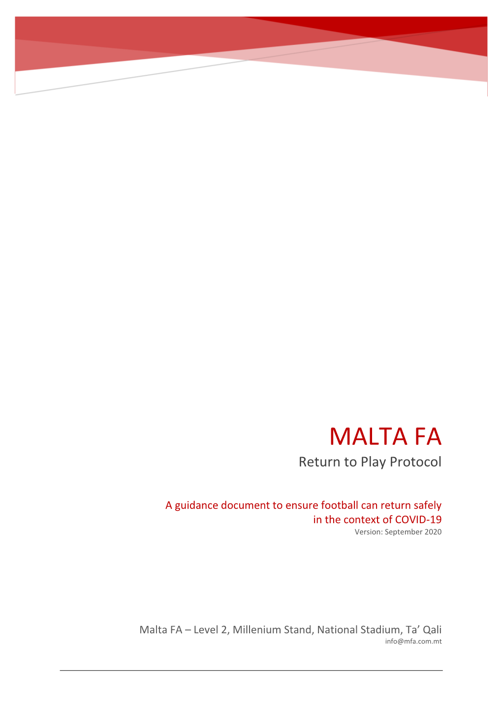 MALTA FA Return to Play Protocol