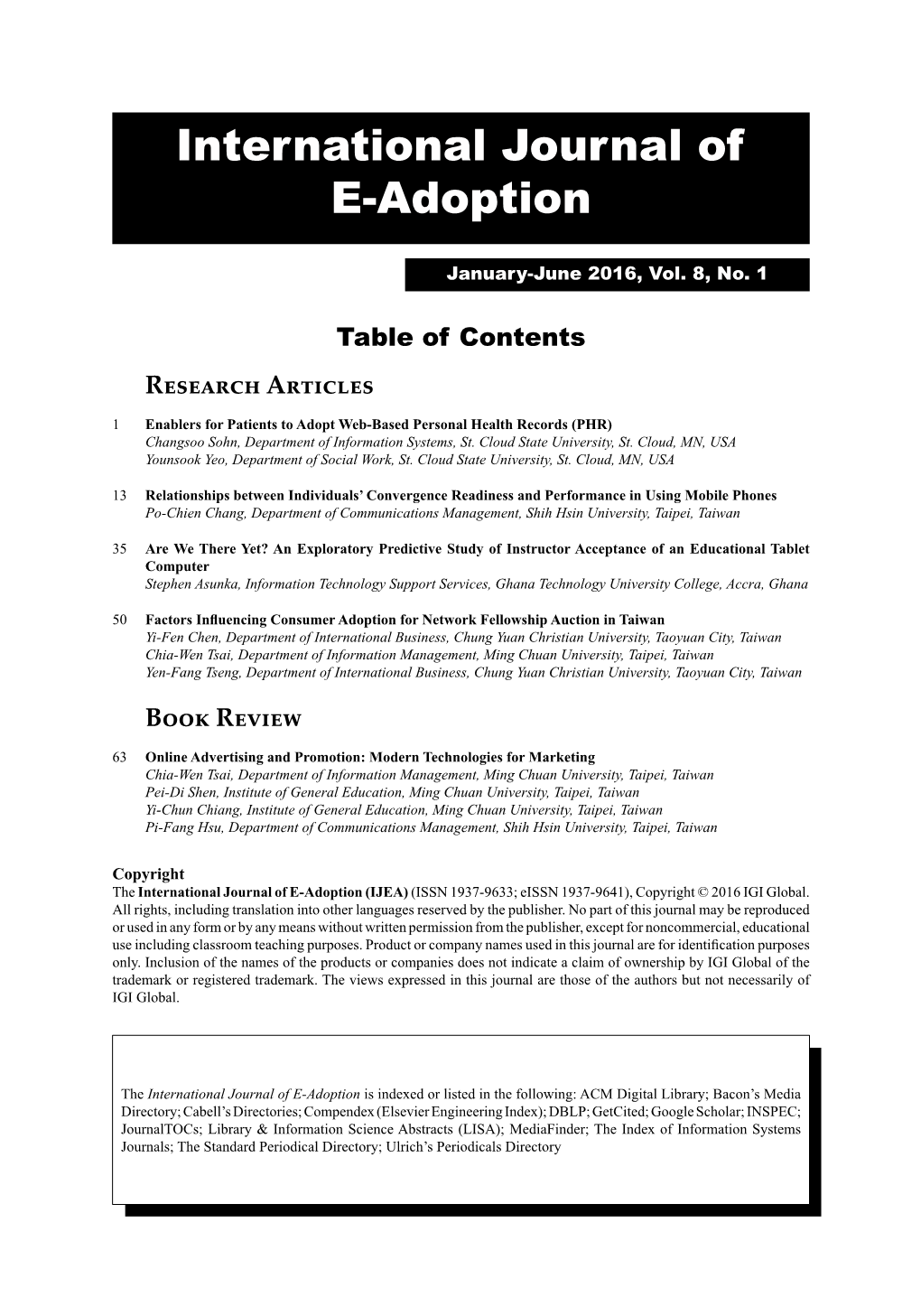 International Journal of E-Adoption