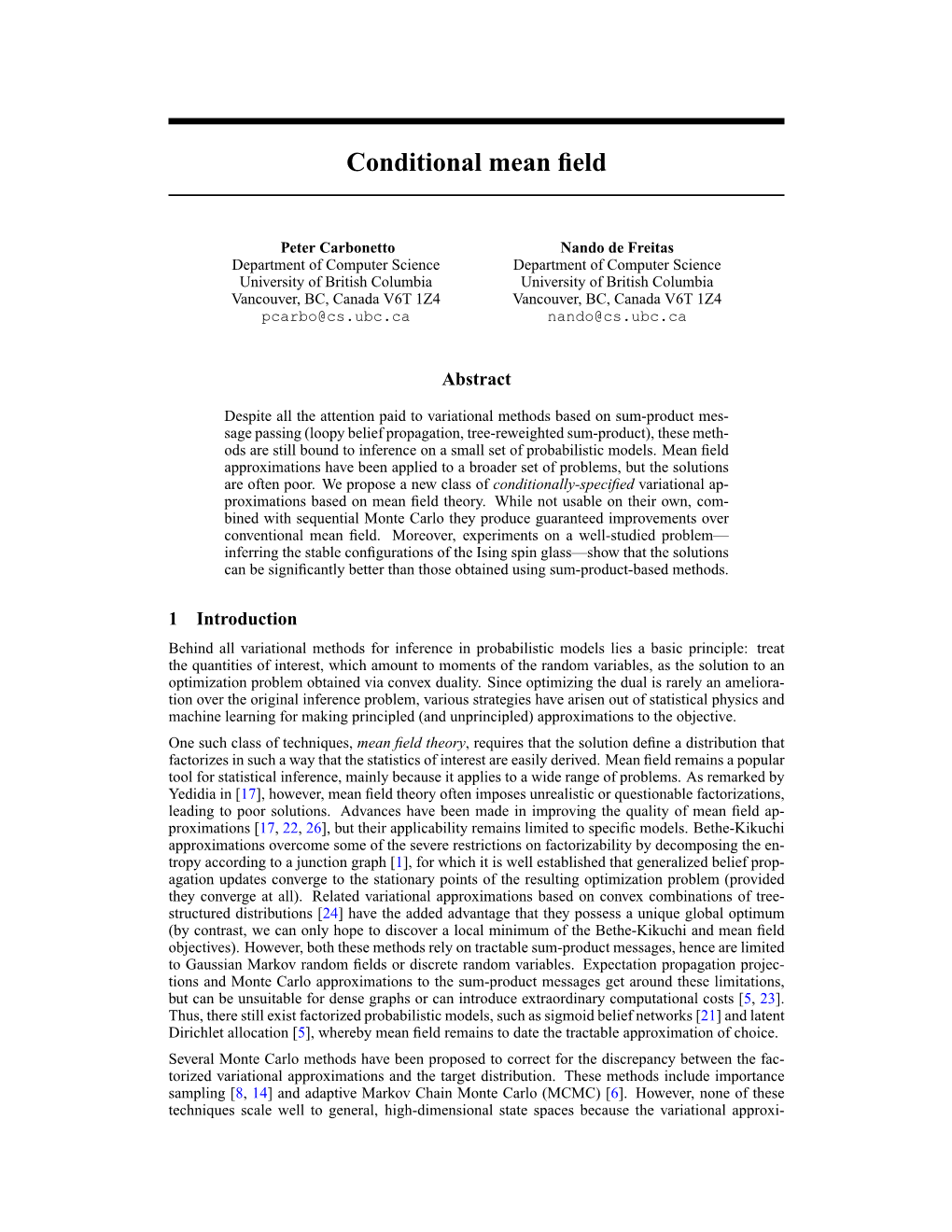 Conditional Mean Field