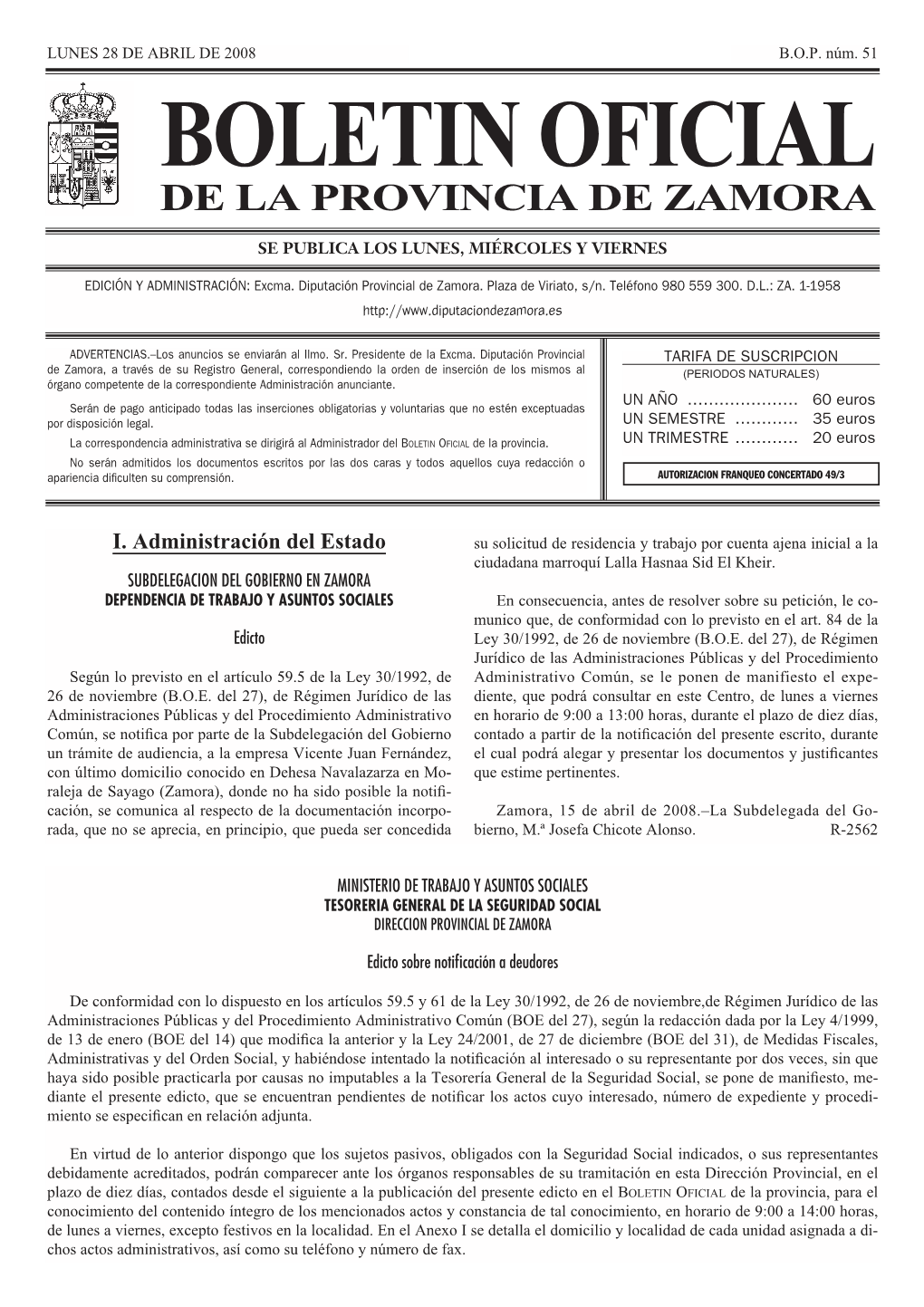 Boletin Oficial De La Provincia De Zamora