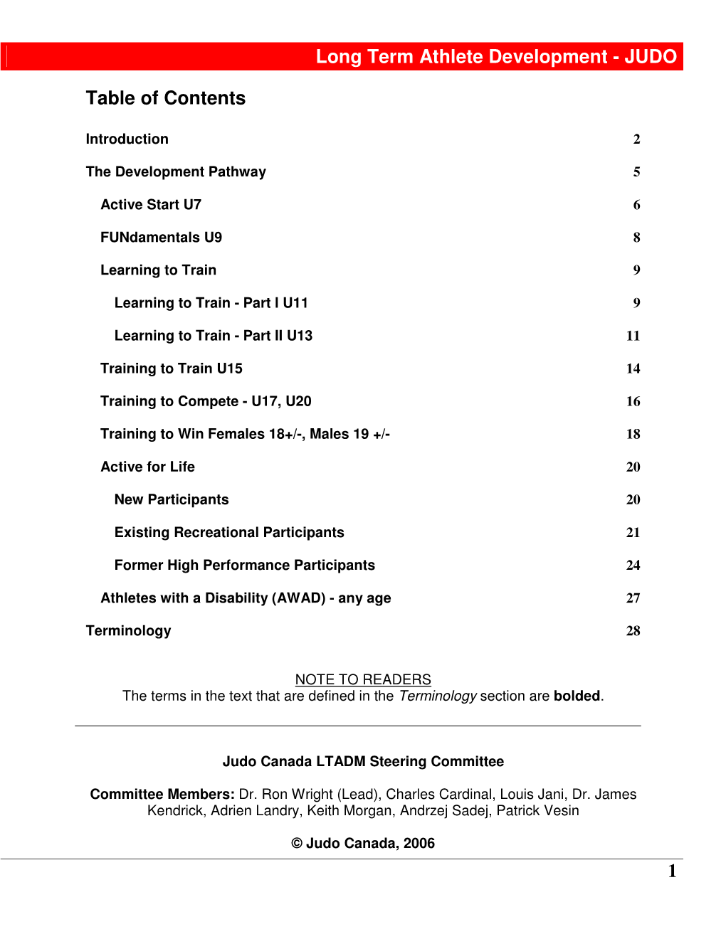 Long Term Athlete Development - JUDO