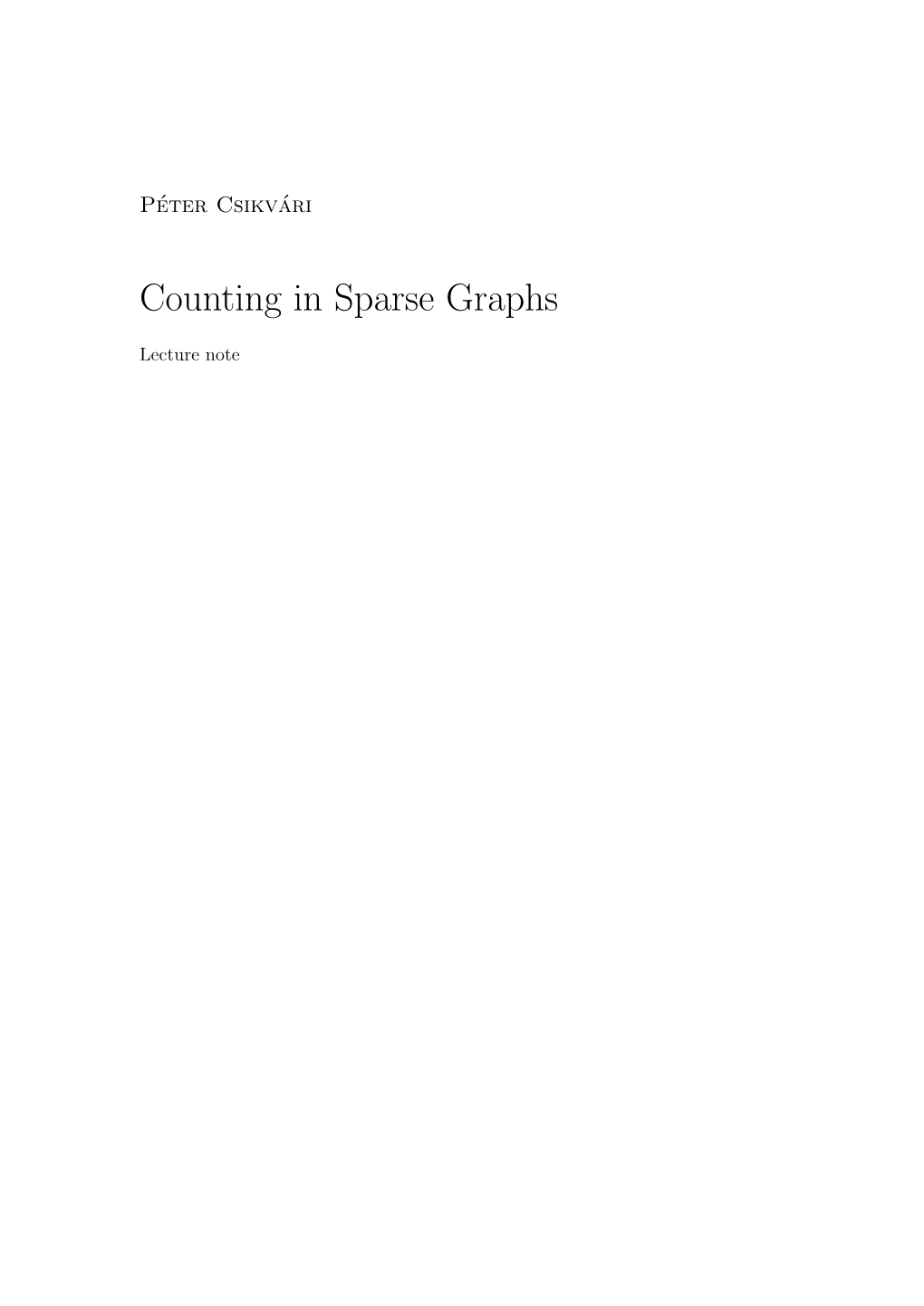 Counting in Sparse Graphs