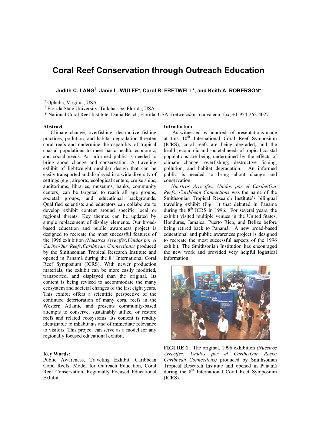 Coral Reef Conservation Through Outreach Education