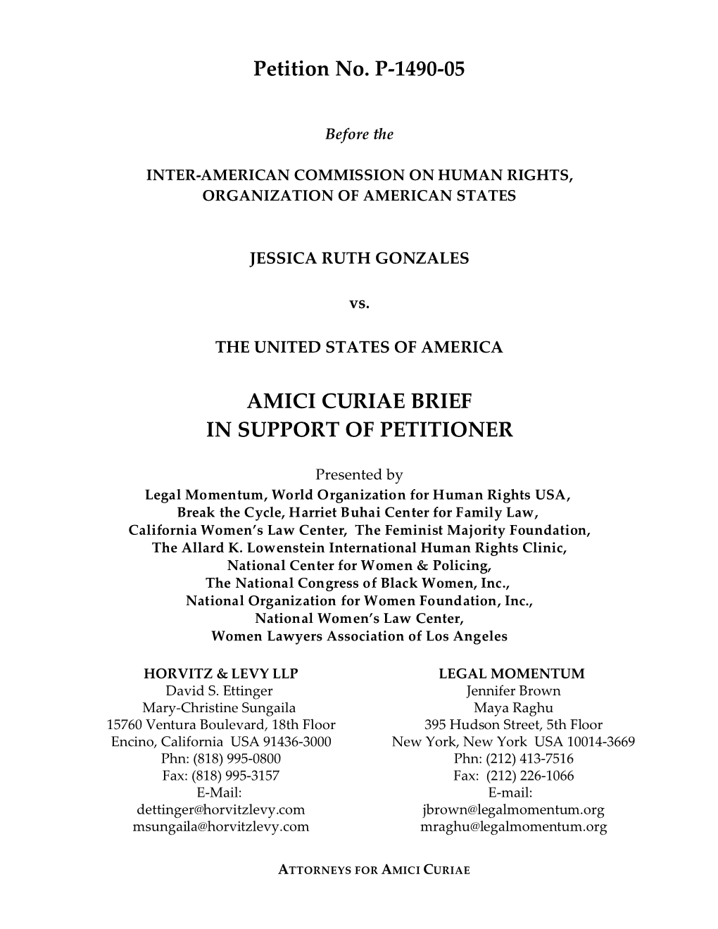 Petition No. P-1490-05 AMICI CURIAE BRIEF in SUPPORT OF