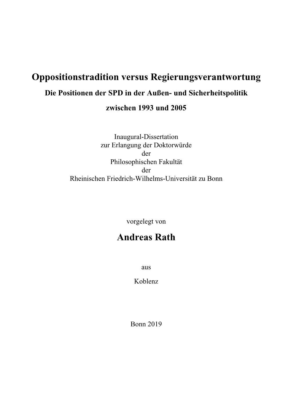 Die Positionen Der SPD in Der Außen- Und Sicherheitspolitik Zwischen 1993 Und 2005