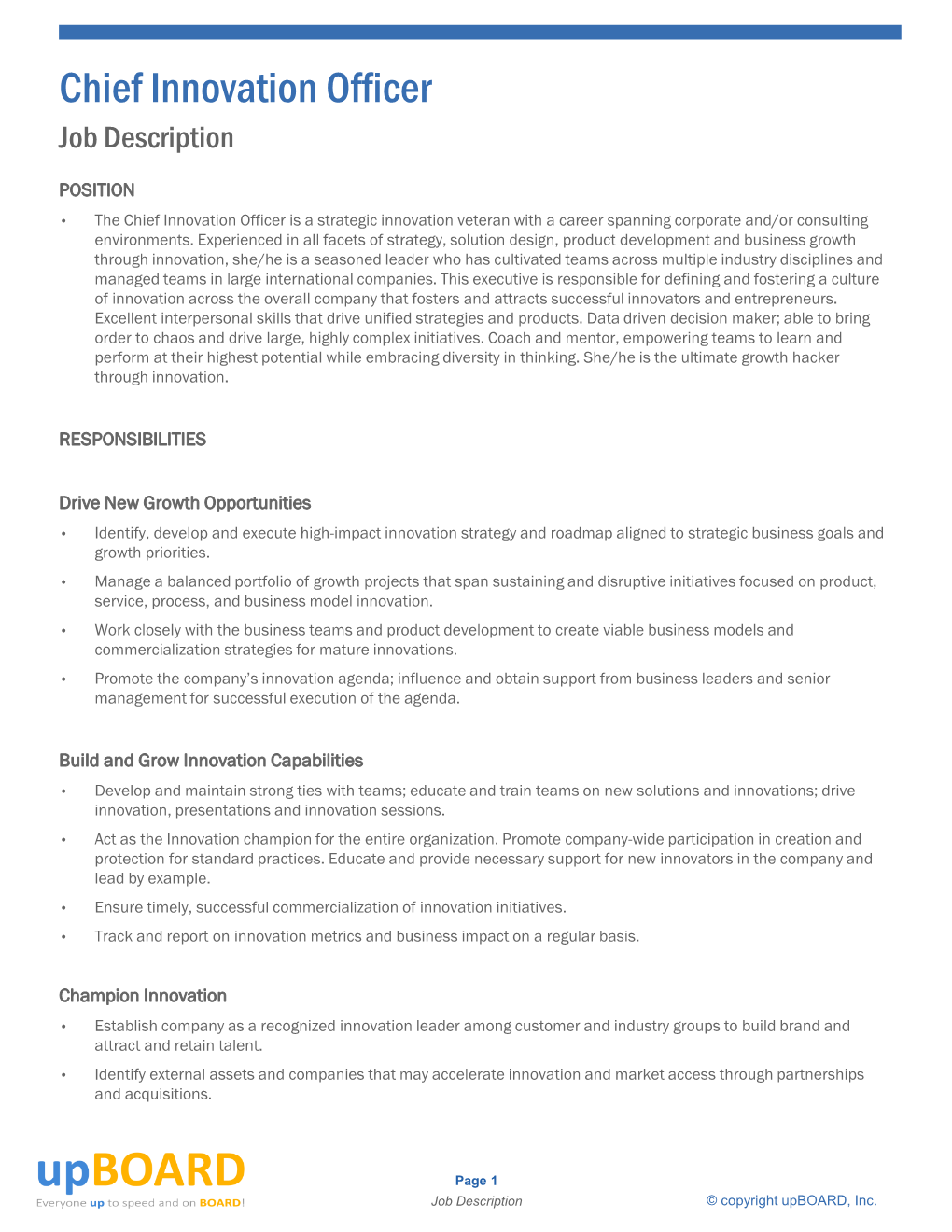 Chief Innovation Officer Job Description