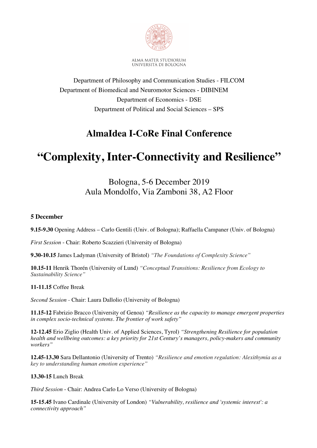 I-CORE Final Conference Program